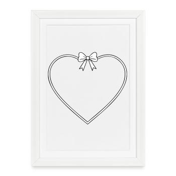 Heart with bow - Framed poster (27 × 37 cm) - white - Front