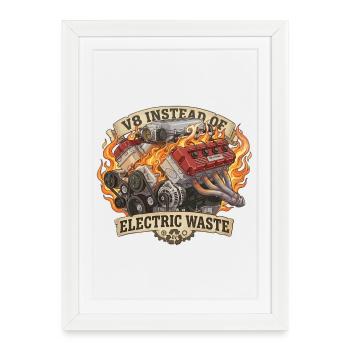 V8 au lieu de VE – Déchets électriques - Affiche encadrée (27 × 37 cm) - blanc - Devant