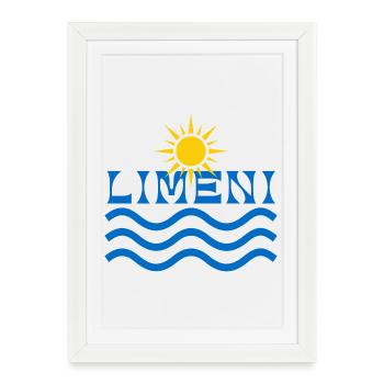 Lever de soleil de Limeni sur les vagues bleues - Affiche encadrée (27 × 37 cm) - blanc - Devant