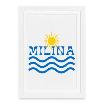 Milina Soleil et Vagues - Affiche encadrée (27 × 37 cm) - blanc - Devant