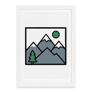 Montagnes Forêt Randonnée Camping Amis de la Nature - Affiche encadrée (27 × 37 cm) - blanc - Devant