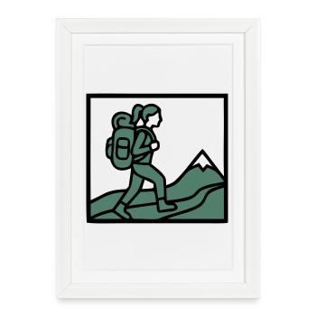 Hiker Backpack Mountains Hiking Women Wanderlust - Framed poster (27 × 37 cm) - white - Front
