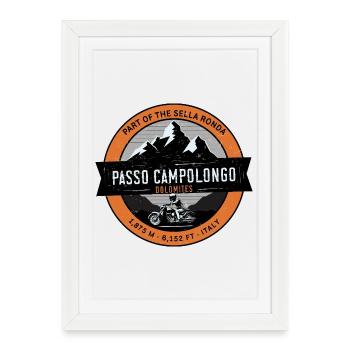 Passo Campolongo Dolomites Motorcycle  T-Shirt - Affiche encadrée (27 × 37 cm) - blanc - Devant