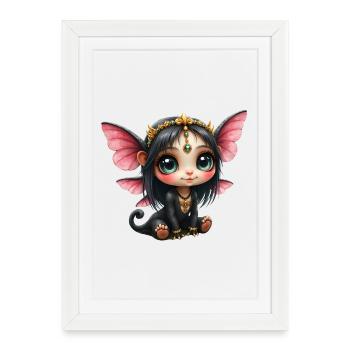 Fée papillon Chibi avec des bijoux - Affiche encadrée (27 × 37 cm) - blanc - Devant