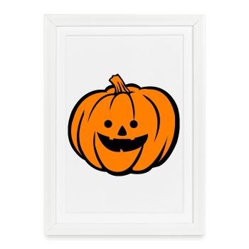 Motif Halloween de la citrouille effrayante - Affiche encadrée (27 × 37 cm) - blanc - Devant