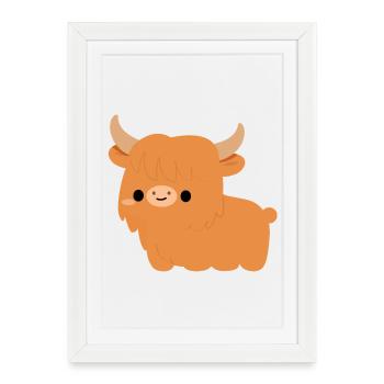 Highland Cow - Framed poster (27 × 37 cm) - white - Front