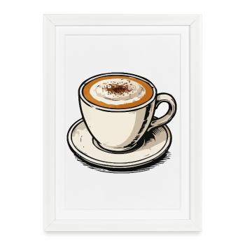 Tasse de café Latte Art - Affiche encadrée (27 × 37 cm) - blanc - Devant