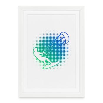 Les amateurs de sports nautiques et le kitesurf vont de pair - Affiche encadrée (27 × 37 cm) - blanc - Devant