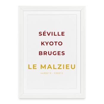 Le Malzieu Lozère - Séville - Kyoto - Bruges - Affiche encadrée (27 × 37 cm) - blanc - Devant