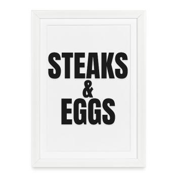 STEAK ET ŒUFS | T-shirt Carnivore | Petit-déjeuner de Ch - Affiche encadrée (27 × 37 cm) - blanc - Devant