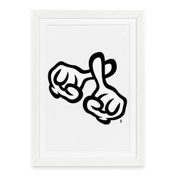 Croisons les doigts (mains / croix / Bible / religion, 2C) - Affiche encadrée (27 × 37 cm) - blanc - Devant