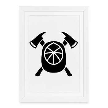 Silhouette du casque de pompier européen - Affiche encadrée (27 × 37 cm) - blanc - Devant
