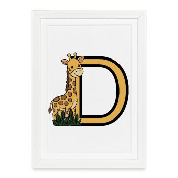 Girafe avec la lettre D - Affiche encadrée (27 × 37 cm) - blanc - Devant