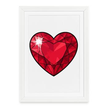 Ruby Crystal Heart - Framed poster (27 × 37 cm) - white - Front