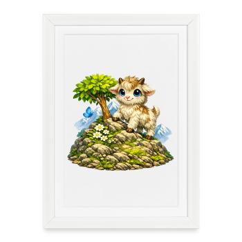 Cuddly goat on the mountain - Framed poster (27 × 37 cm) - white - Front