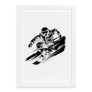 Dessin de snowboardeur - Affiche encadrée (27 × 37 cm) - blanc - Devant
