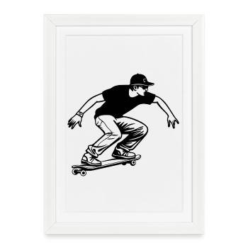 Skateboarding Boy - Framed poster (27 × 37 cm) - white - Front