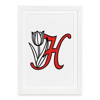 Lettre H - Affiche encadrée (27 × 37 cm) - blanc - Devant
