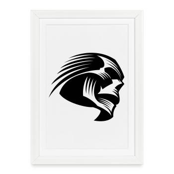 Art moderne de crâne (frais de crâne) - Affiche encadrée (27 × 37 cm) - blanc - Devant