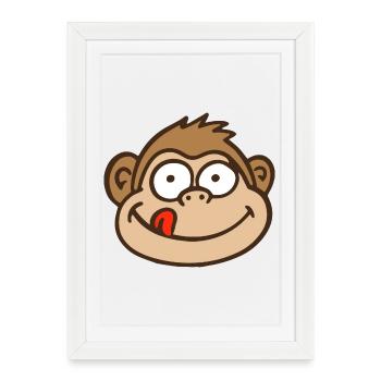 singe - Affiche encadrée (27 × 37 cm) - blanc - Devant