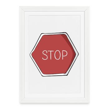 Stop - Affiche encadrée (27 × 37 cm) - blanc - Devant