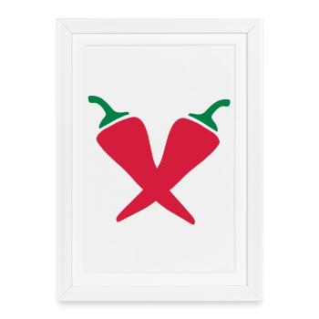 Chillies - Piments - Affiche encadrée (27 × 37 cm) - blanc - Devant