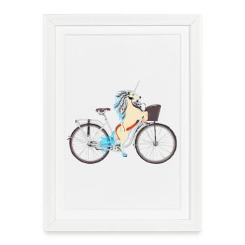 Licorne à vélo - Affiche encadrée (27 × 37 cm) - blanc - Devant
