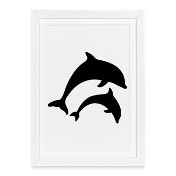 dauphins - Affiche encadrée (27 × 37 cm) - blanc - Devant