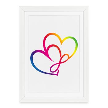 Two Hearts Rainbow Infinity Love CSD LGBT - Framed poster (27 × 37 cm) - white - Front