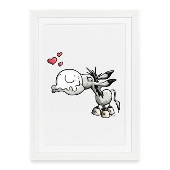 Donkey Kiss - Framed poster (27 × 37 cm) - white - Front