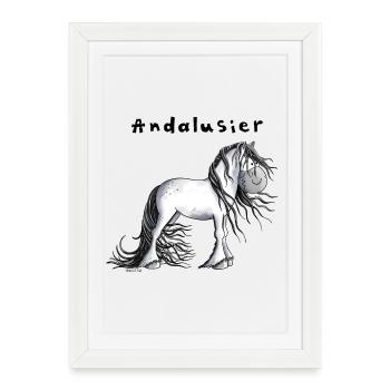 Knuffiger Andalusier - Gerahmtes Poster (27 × 37 cm) - Weiß - Vorne