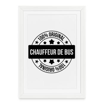 Bus / Conducteur / Travail / Métier / Job - Affiche encadrée (27 × 37 cm) - blanc - Devant