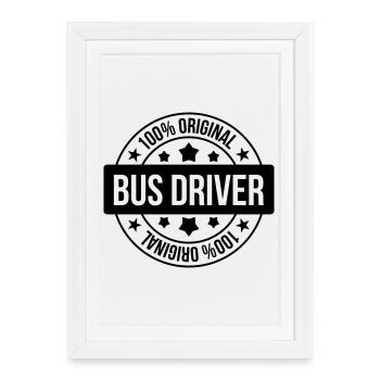 Bus / Conducteur / Travail / Métier / Job - Affiche encadrée (27 × 37 cm) - blanc - Devant