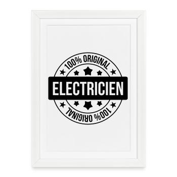 Electricien / Electricité / Travail / Métier / Job - Affiche encadrée (27 × 37 cm) - blanc - Devant