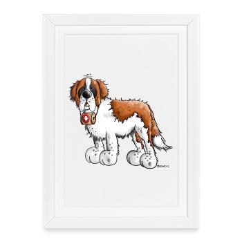 Saint Bernard - Affiche encadrée (27 × 37 cm) - blanc - Devant