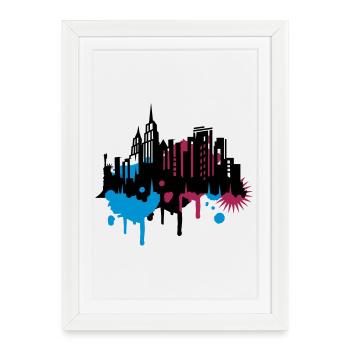 City pochoir art New York City Graffiti - Affiche encadrée (27 × 37 cm) - blanc - Devant