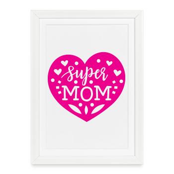 Super maman - Affiche encadrée (27 × 37 cm) - blanc - Devant