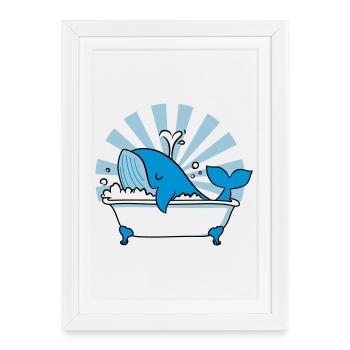 Baleine dans la baignoire – Funny Ocean Design - Affiche encadrée (27 × 37 cm) - blanc - Devant