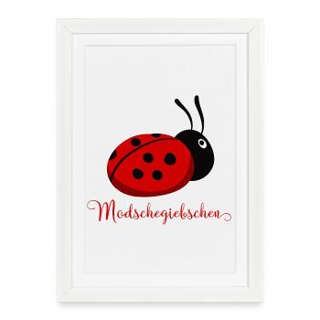 Modschegiebchen Coccinelle Saxon idée cadeau - Affiche encadrée (27 × 37 cm) - blanc - Devant