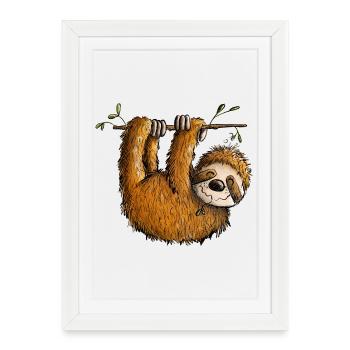 Petit paresseux I Animaux effrayants I Paresseux - Affiche encadrée (27 × 37 cm) - blanc - Devant
