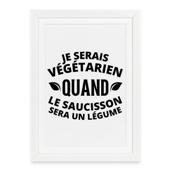 végétarien, végane, végan - Affiche encadrée (27 × 37 cm) - blanc - Devant