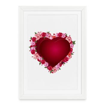 Cœur de roses rouges de la Saint-Valentin pour les amoureux - Affiche encadrée (27 × 37 cm) - blanc - Devant