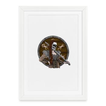 Vikingmaidavec bouclier - Affiche encadrée (27 × 37 cm) - blanc - Devant
