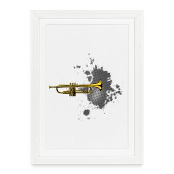 Logo de la trompette - Affiche encadrée (27 × 37 cm) - blanc - Devant