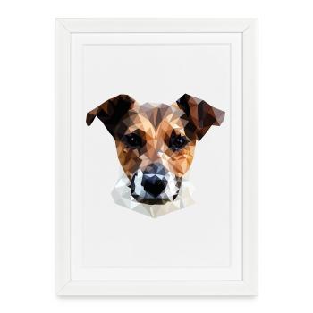 Jack Russell Terrier Chien Polygone - Affiche encadrée (27 × 37 cm) - blanc - Devant