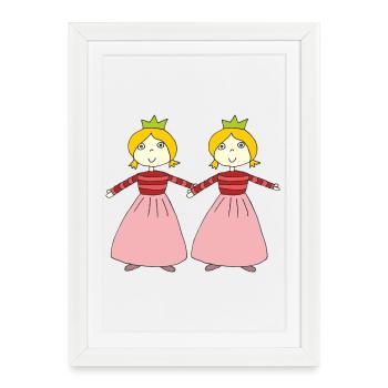 Petite princesse double - Affiche encadrée (27 × 37 cm) - blanc - Devant