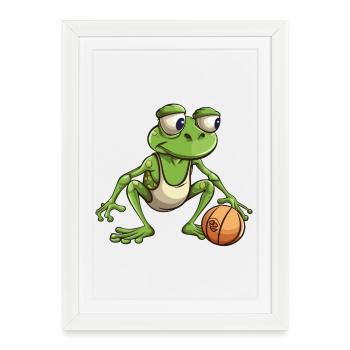 Grenouille de basket-ball - Affiche encadrée (27 × 37 cm) - blanc - Devant