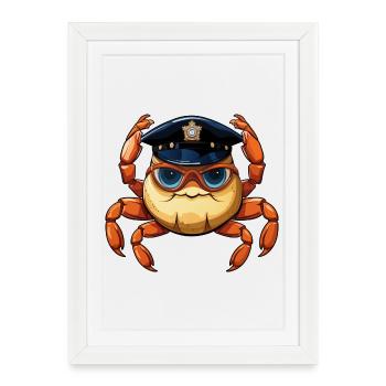 Policier crabe - Affiche encadrée (27 × 37 cm) - blanc - Devant