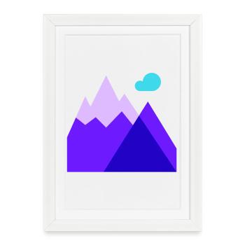 montagne, ski, ski alpin - Affiche encadrée (27 × 37 cm) - blanc - Devant