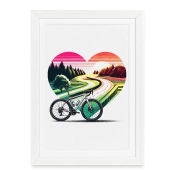 Sunset Heart Rainbow Road - Affiche encadrée (27 × 37 cm) - blanc - Devant